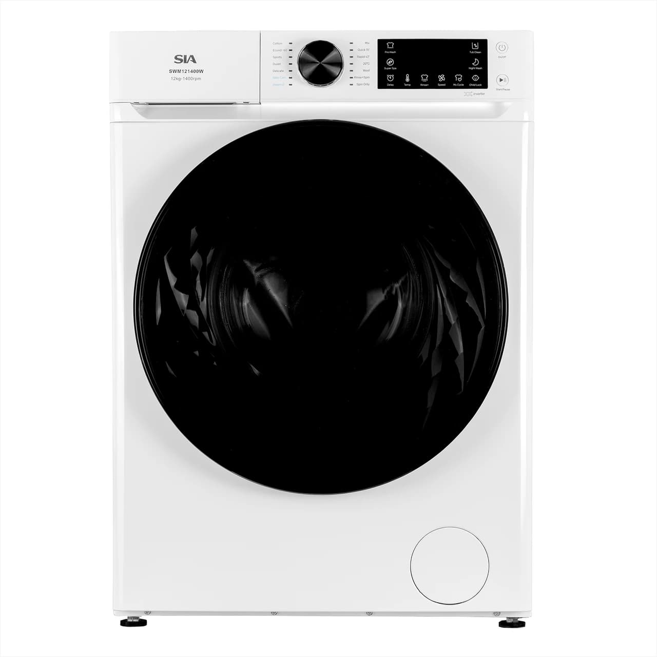 SIA 12kg Freestanding Washing Machine – 1400RPM, A Rated, 14 Programs – White