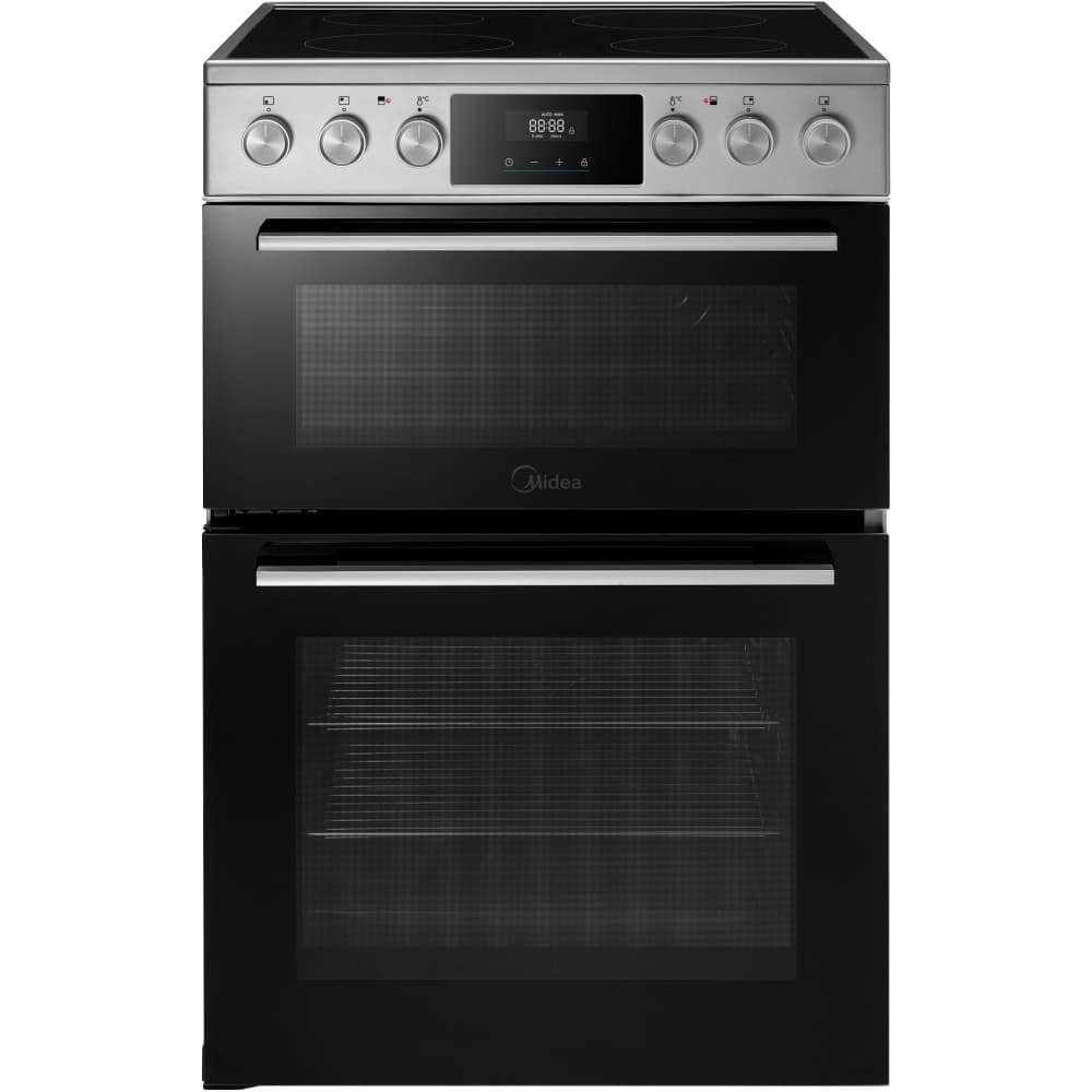 Midea 60cm Double Oven Electric Cooker with Ceramic Hob - Stainless Steel - A Rated