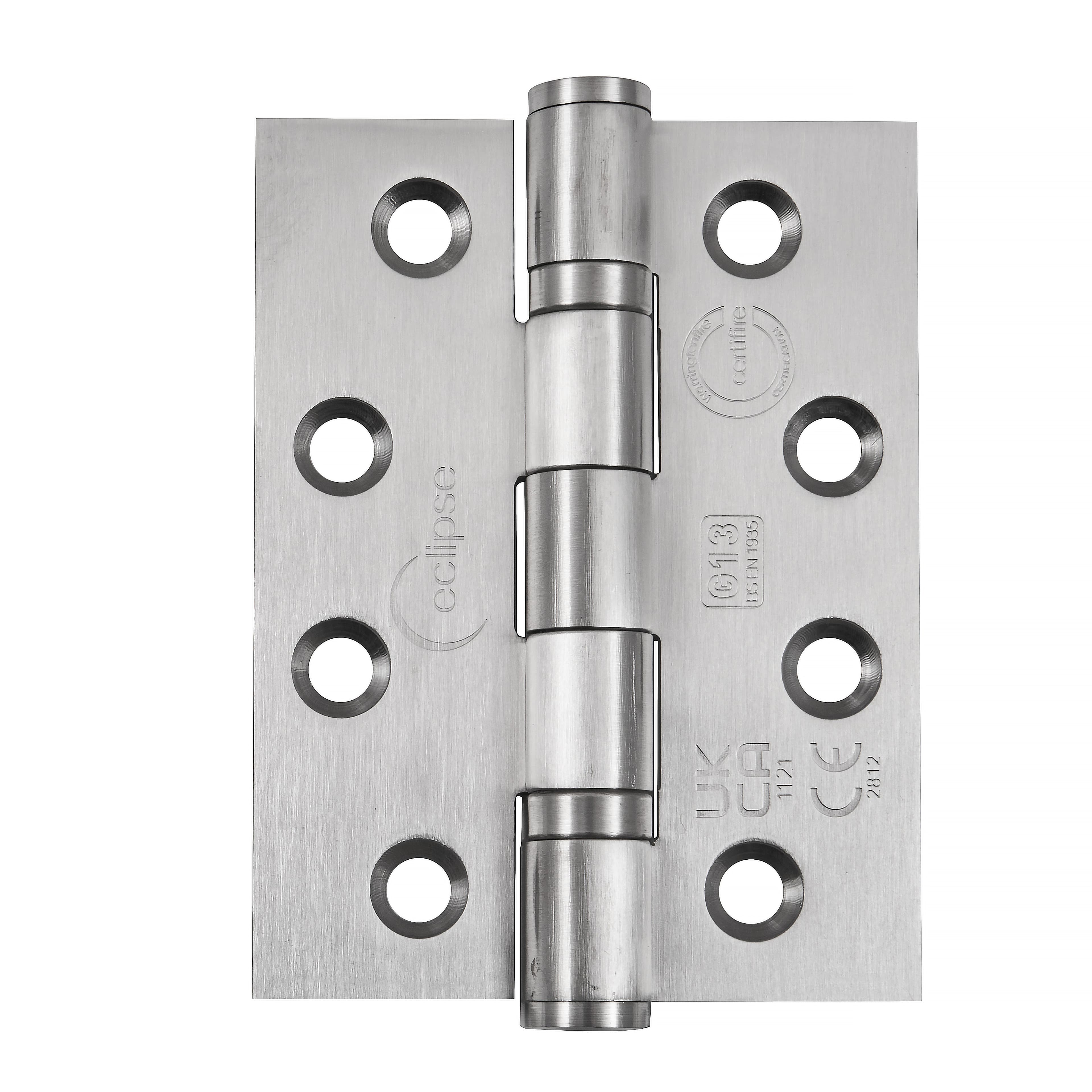 Grade 13 Satin Stainless Steel Ball Bearing Hinges 102 x 76 x 3mm (Pack of 3)