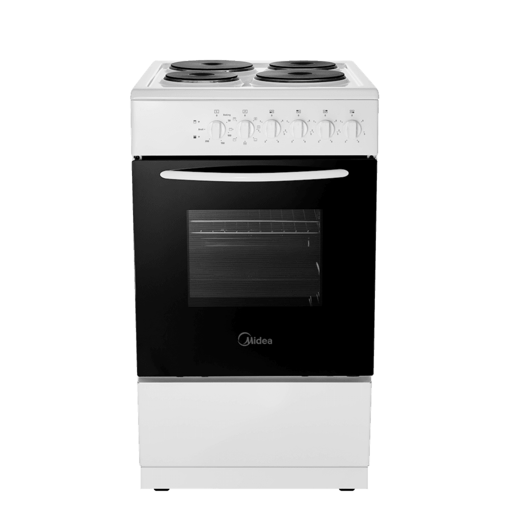 Midea 50cm Wide Single Oven Electric Cooker with Solid Plate Hob - White - A Rated