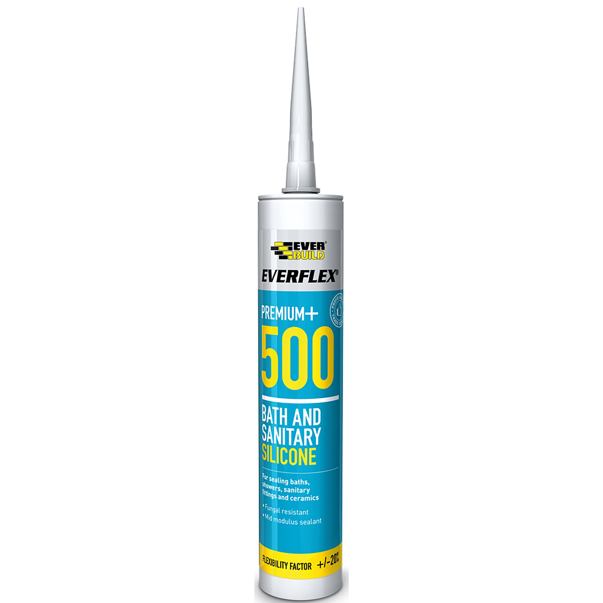 Everbuild Everflex Premium+ 500 Bath & Sanitary Silicone Sealant 295ml