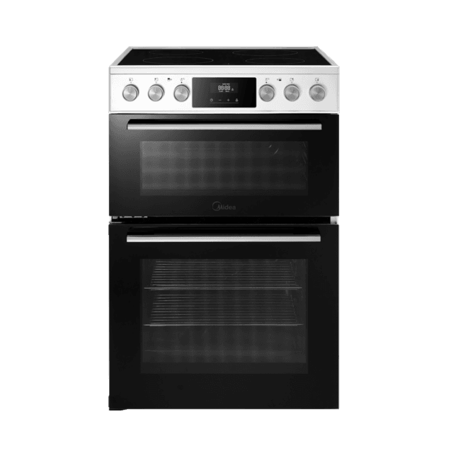Midea 60cm Double Oven Electric Cooker with Ceramic Hob - White - A Rated